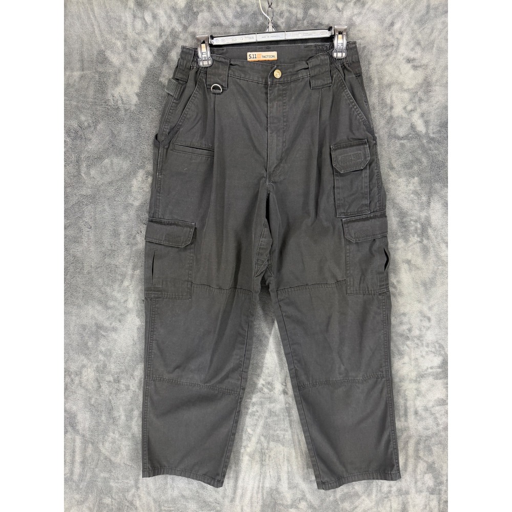 5.11 Tactical Mens Cargo Pants Black Poly Cotton Workwear 32x30 (Fits 28x28)